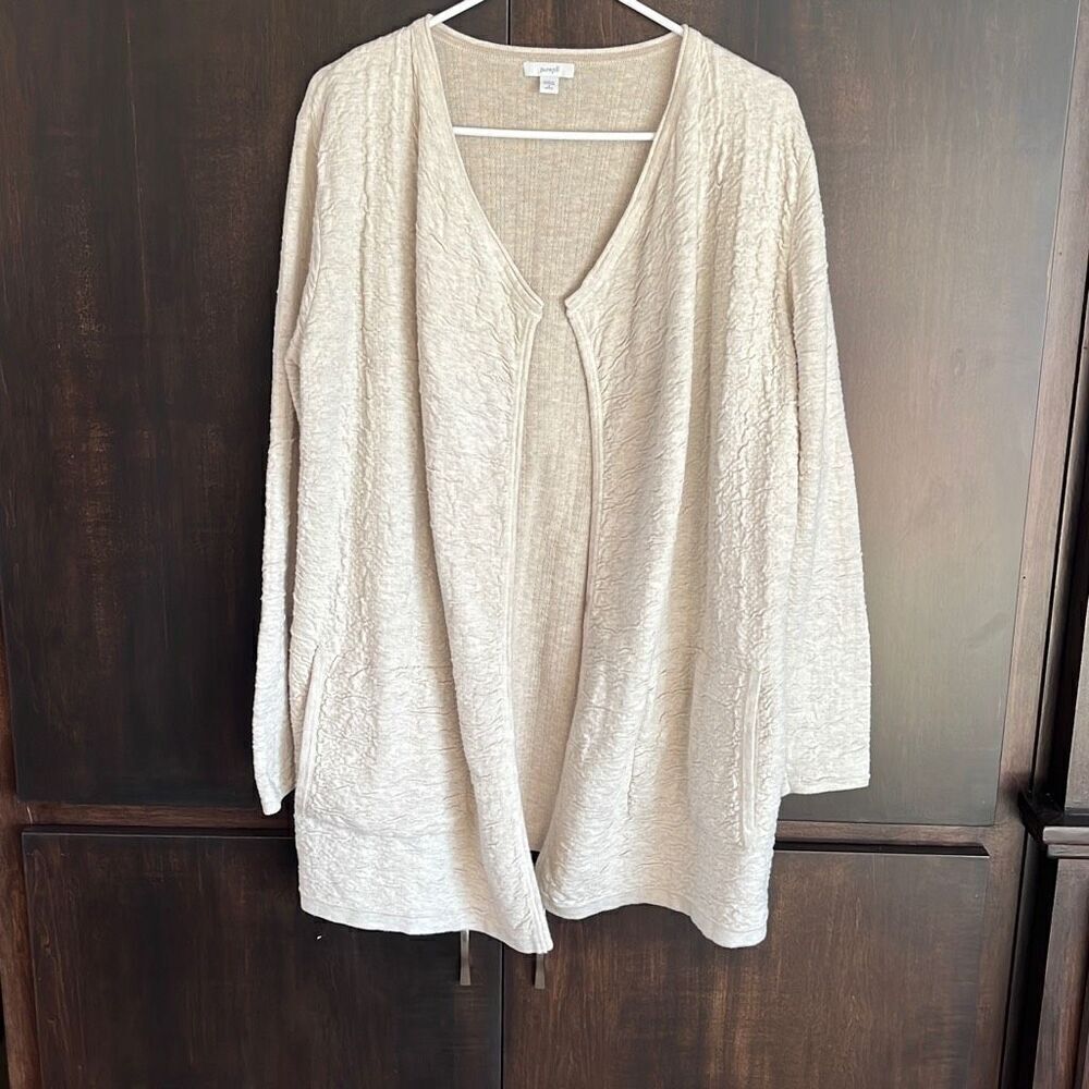 Pure J. Jill Beige Crinkle Open Front Cardigan‎ Small Petite